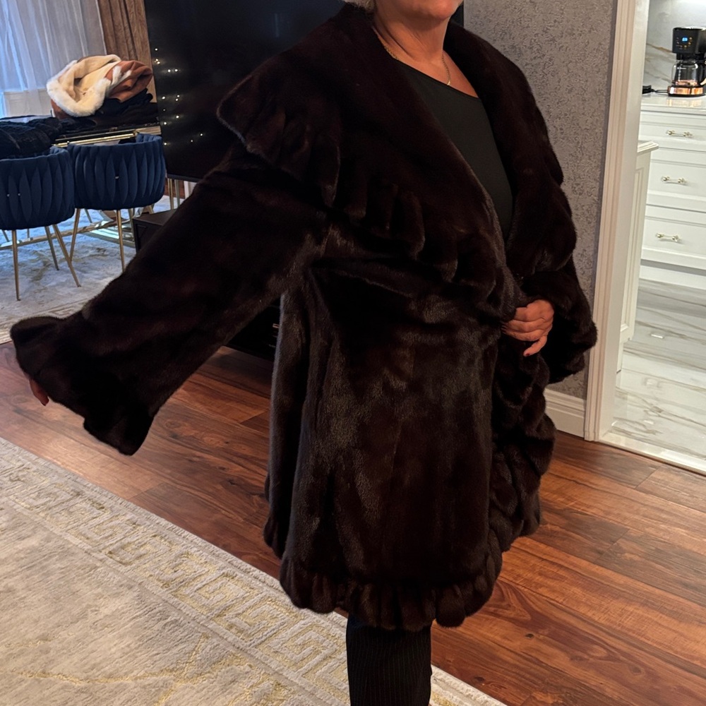 Luxurious Dark Brown Faux Fur Coat